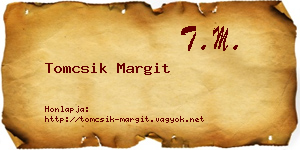 Tomcsik Margit névjegykártya